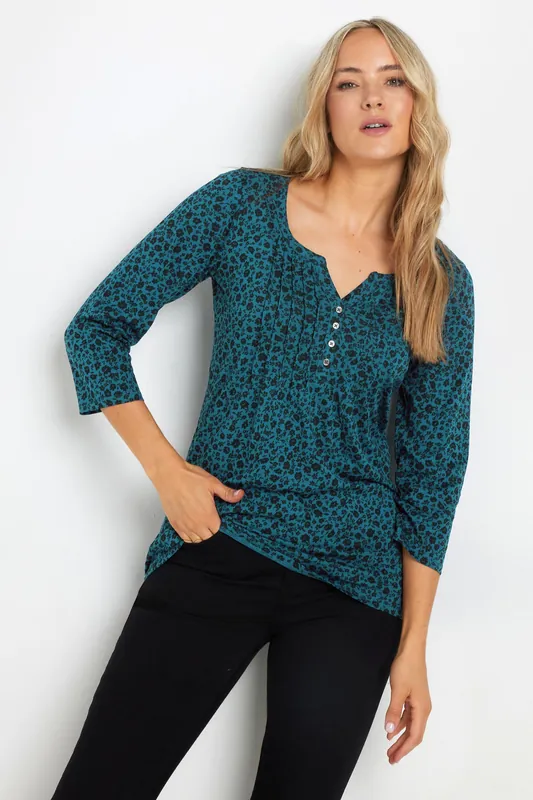 Tall Floral Henley Top - Long Tall Sally