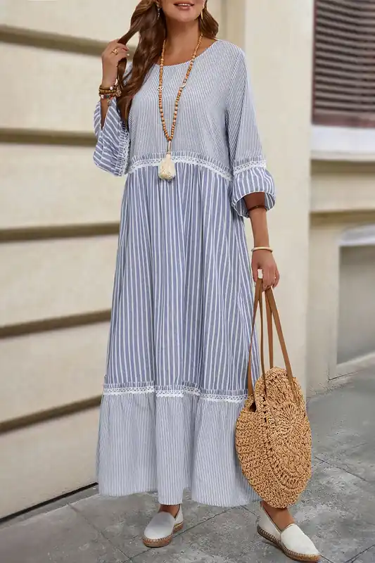 Striped Loose Long Dress - Everyday The Label