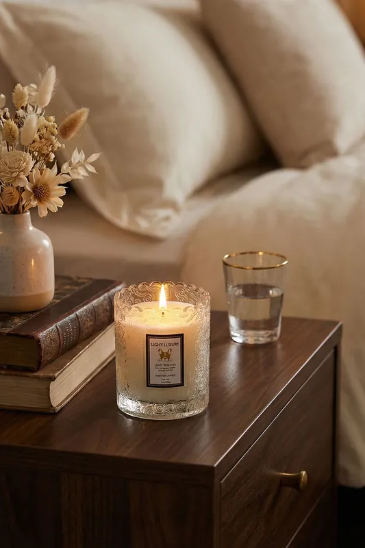 Embossing Glass Cup Soy Wax Scented Candle - Living and Home