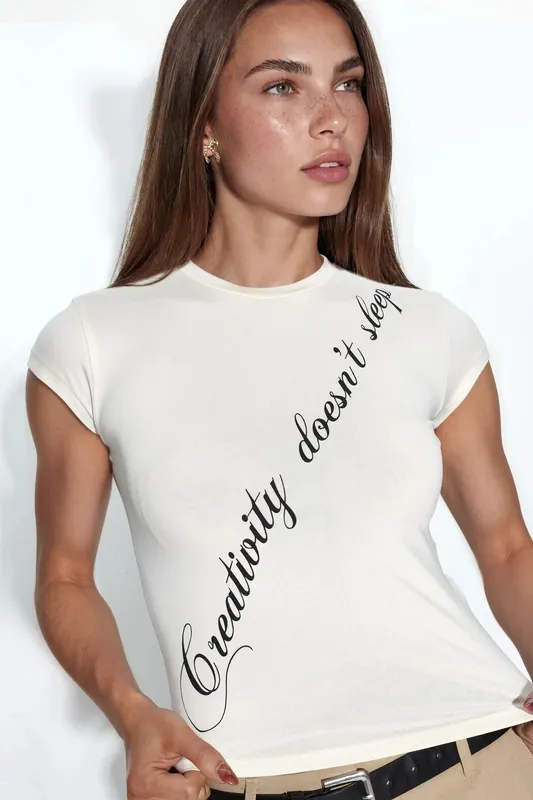 Casual Crew Neck Printed T-Shirt