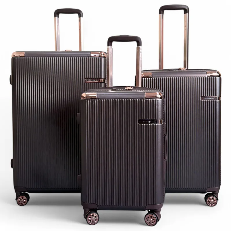 Expandable Marron Hard Shell 8 Wheels Luggage Travel Cabin Suitcase - Infinity Leather