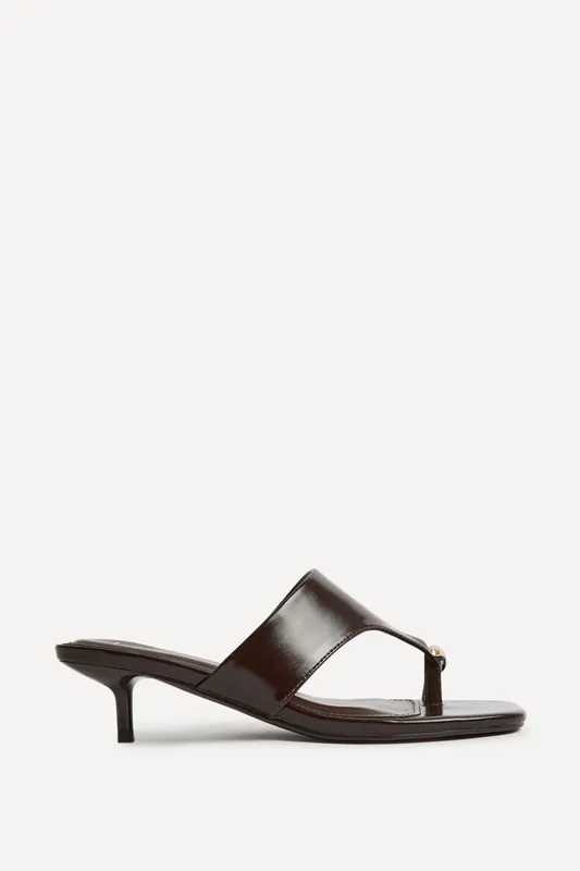Manhattan Brown Faux Leather Mule Heels - Linzi