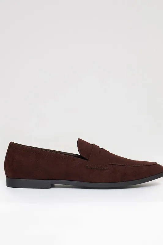 Faux Suede Penny Loafers - Threadbare
