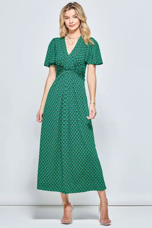 Plunge Neck Twist Front Maxi Dress - Jolie Moi