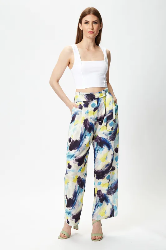 Multicolour Abstract Print Trousers - Liquorish