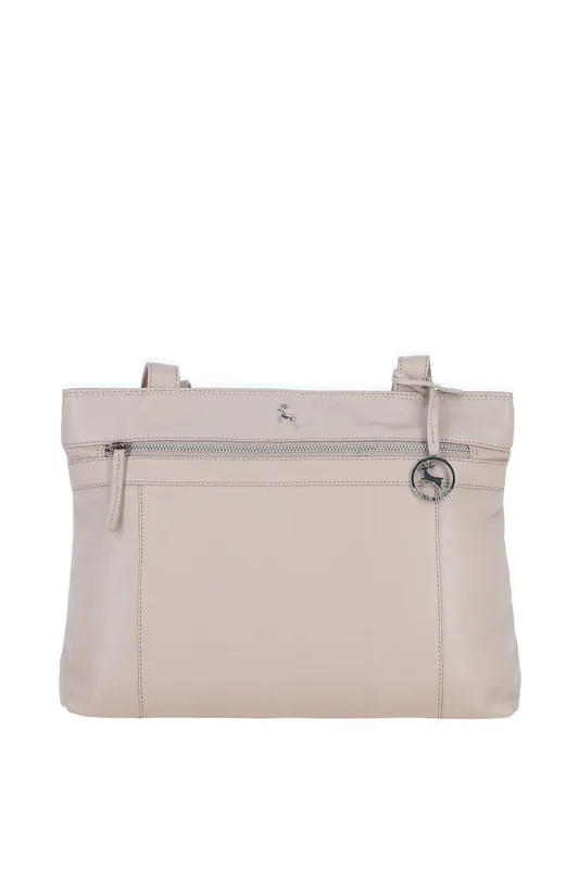 'Derry' Classic Real Leather Zipped Shoulder Bag - Ashwood Leather