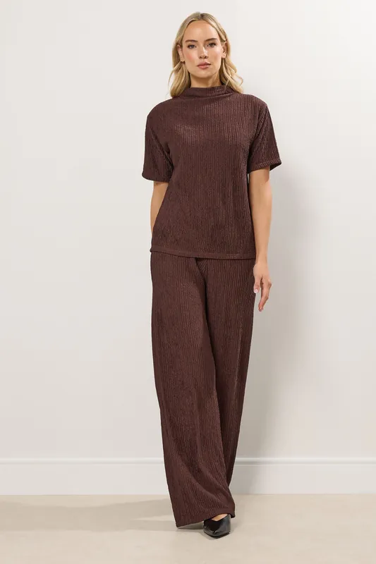 Tall Textured Wide Leg Trousers - Long Tall Sally