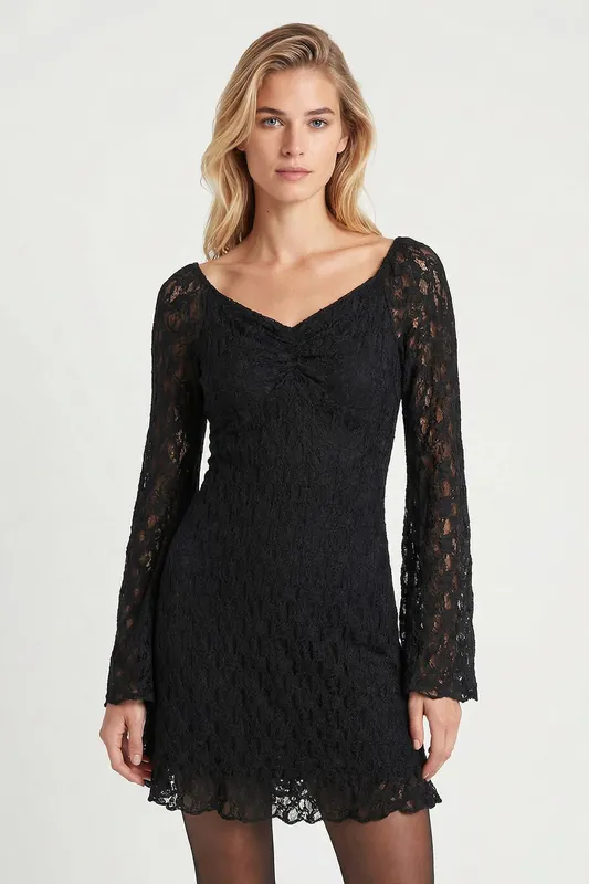 Fitted Lace Mini Dress - Happiness Istanbul