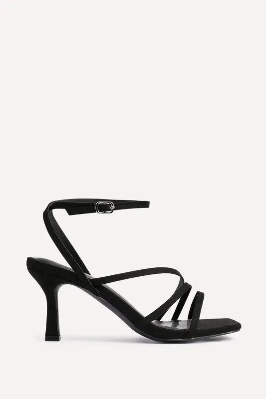 Reflect Black Faux Suede Strappy Heels - Linzi