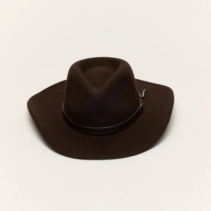 Wool Cowboy Hat With Slim Leather Band - Liquorish