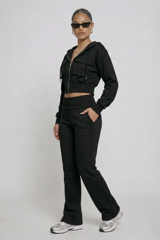 Hooded Top and Fold Over Waist Trouser Fleece Co-ord Set