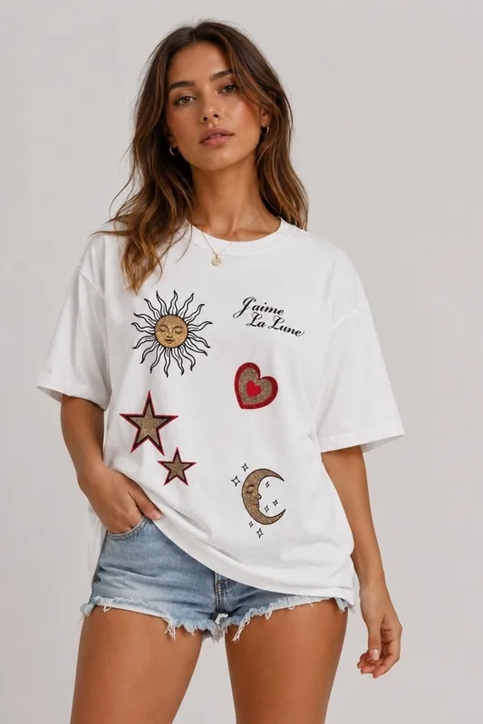 Celestial Inspired Artwork Graphic - Oversized - T-Shirt