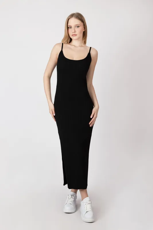 Knitted Scoop Neck Strappy Maxi Dress - Hiccup