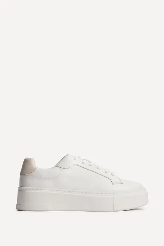 Jersey White Faux Leather Trainers - Linzi