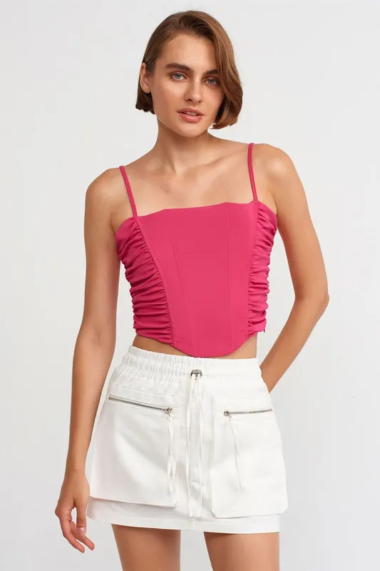 High-Waist Cotton Poplin Cargo Mini Skirt