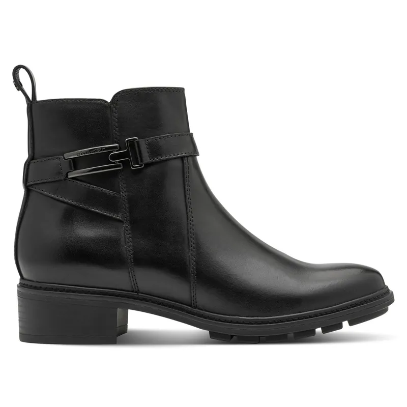 Tamaris Leather Buckled Zip Biker Ankle Boots - Infinity Leather