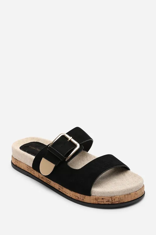 Avenue Buckle Footbed Suede Sandal - Where's That From
