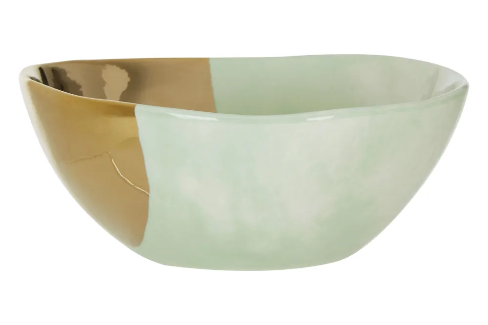 Porcelain Bowl With Hand-Painted Pastel Tones,Mixing Bowl With Gold-Plated Accent,Modern Ice Cream Bowl
