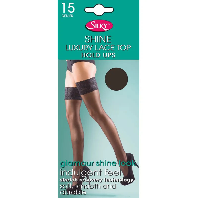 Shine Lace Top Hold Ups (1 Pair) - Silky