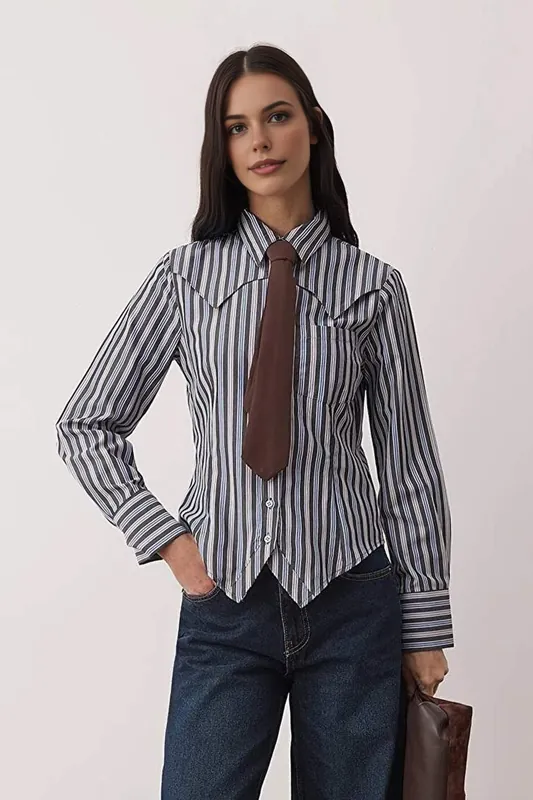 Tailored Striped Shirt and Tie Set - WOVCOR