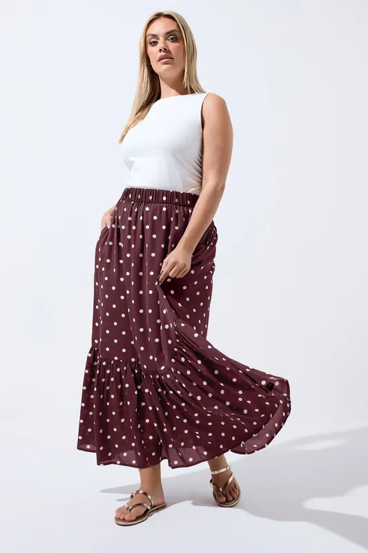 Polka Dot Tiered Maxi Skirt - Yours