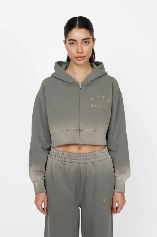 Spray Effect Relaxed Zip Through Hoodie - Good For Nothing