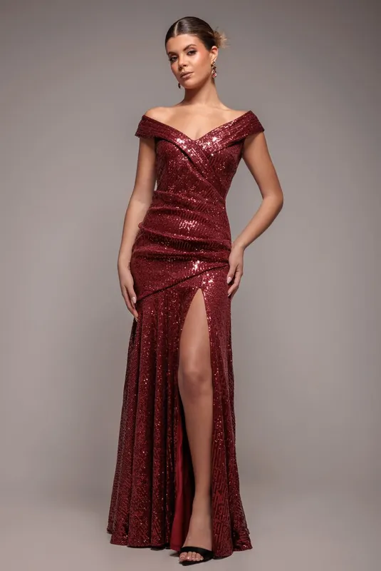 Bardot Sequin Pleated Maxi Dress - Goddiva