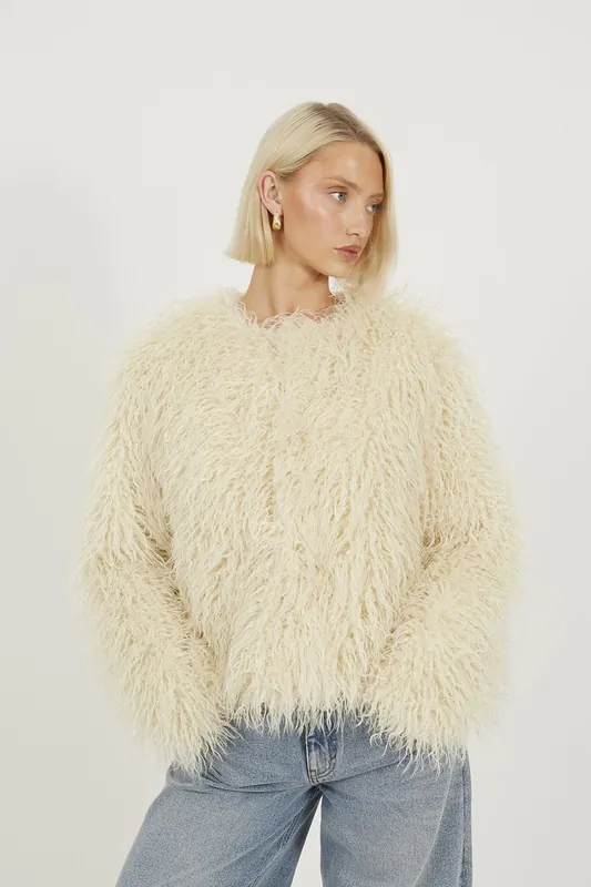 Short Faux Mongolian Fur Jacket - Brave Soul
