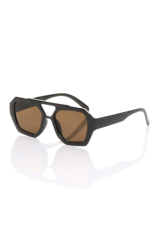 Geometric Thick Frame Aviator Sunglasses Shades - AJVANI