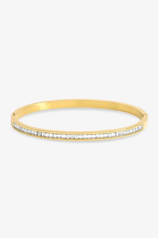 Waterproof Gold Plated Crystal Row Bangle - Jon Richard