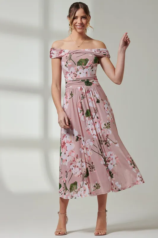 Paula Bardot Neck Mesh Dress - Jolie Moi