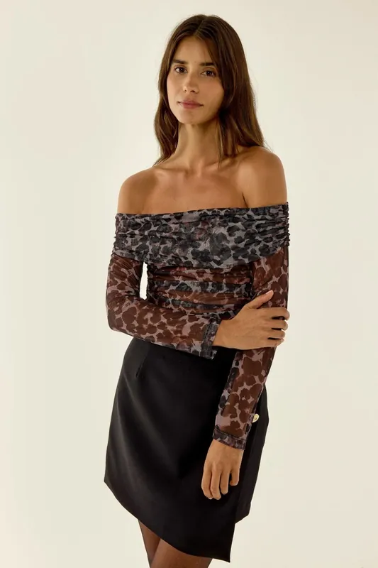 Leopard Print Blouse with Madonna Collar - Hiccup