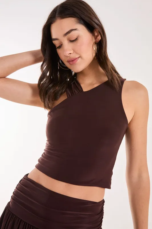 Asymmetric Strap Crop Top - Pink Vanilla