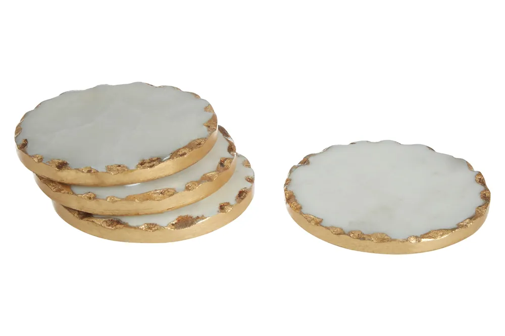 Empire Set Of 4 Round White Marble Coasters - Orsina