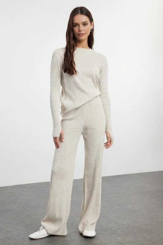 2-Piece Ribbed Knit Set with Thumbhole Sleeve Detail