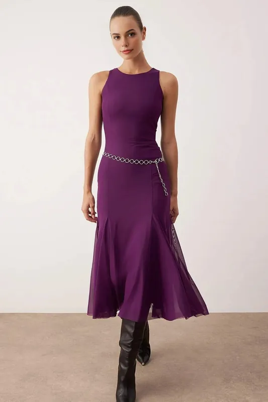 Sleeveless Fit and Flare Midi Dress - WOVCOR