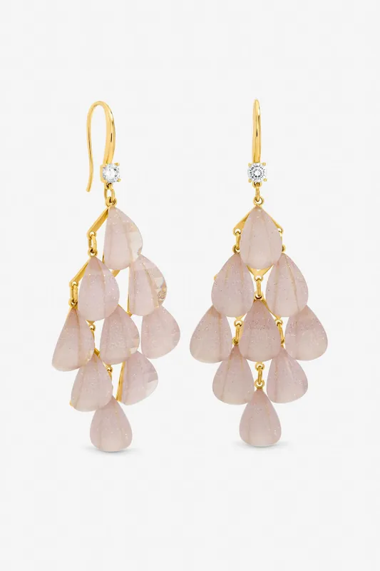 Gold Plated and Purple Droplet Earrings - Jon Richard