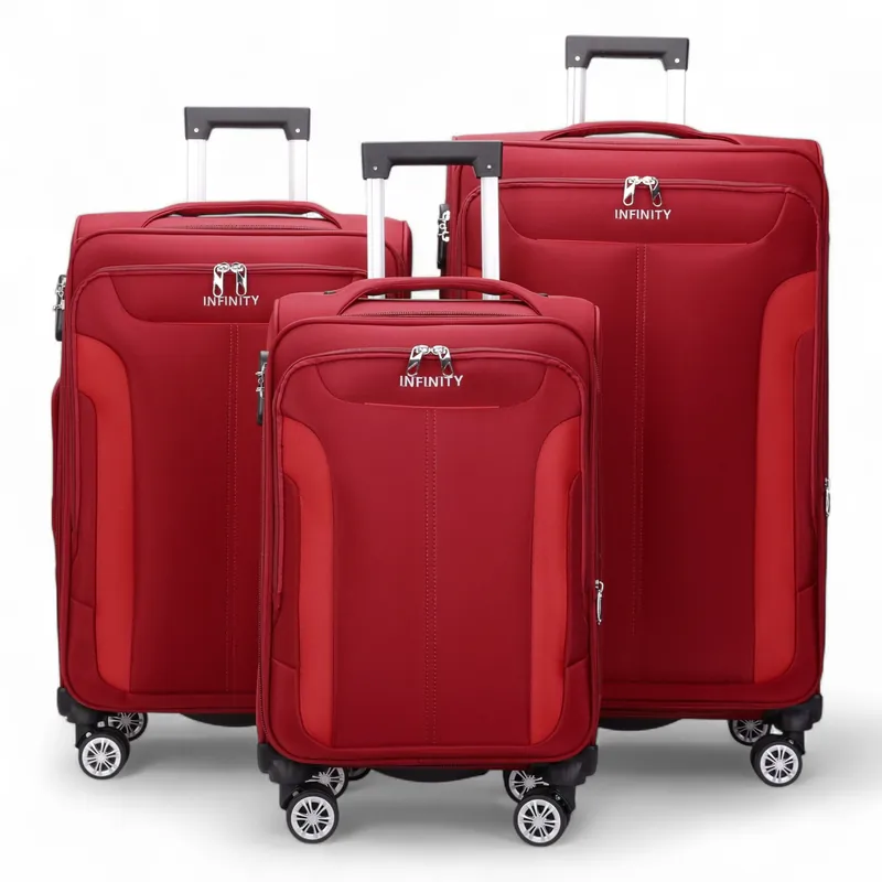 Expandable Soft Shell Suitcase 8 Wheel Luggage Travel Light Carry On Cabin Bag - Infinity Leather