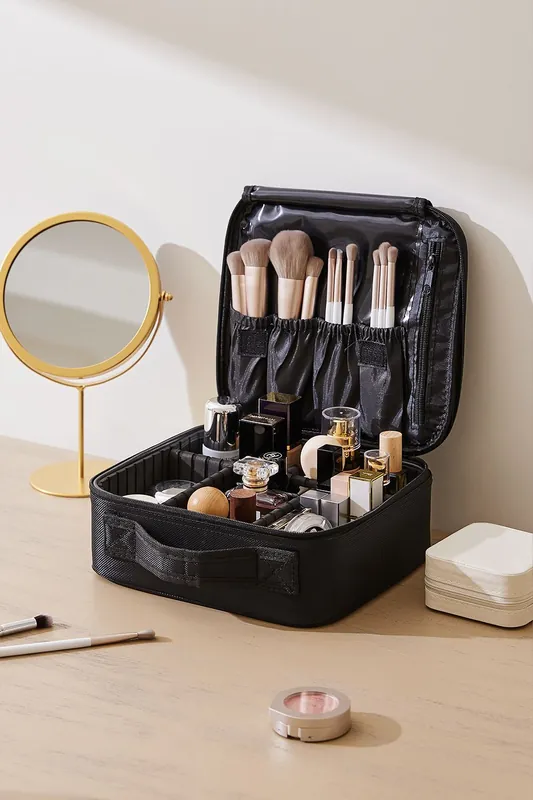 Waterproof Vanity Travel Makeup Storage Cosmetic Toiletry Bag Organizer with Adjustable Compartment - Living and Home