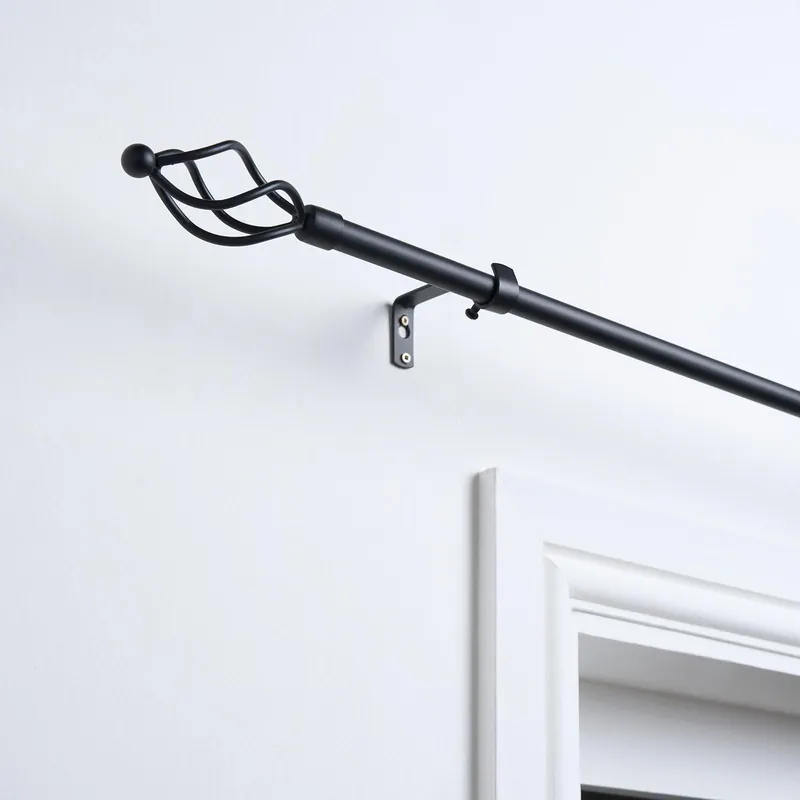 Curtain Pole Extendable 16mm Metal Finnials Twist End Rings Rod Fittings - OHS