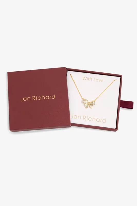 18K Gold Plate Bow Pendant - Gift Box