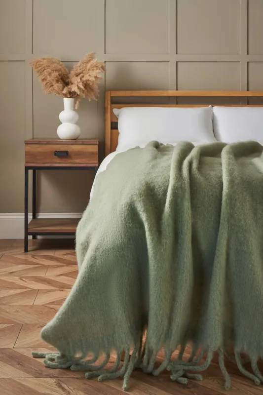 Faux Mohair Tassle Throw - BHS