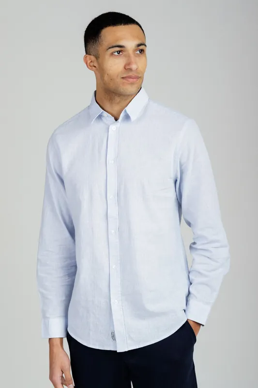 Linen Blend Long Sleeve Button-Up Shirt