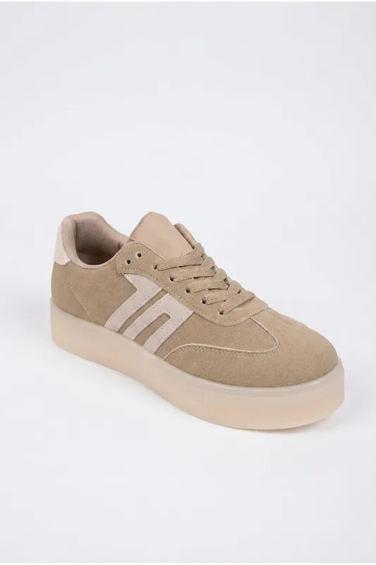 Genevieve Suede Effect Two Tone Trainers - IKRUSH