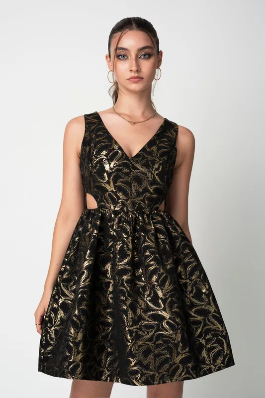 Jacquard Cut Out Skater Dress - DOUBLE SECOND