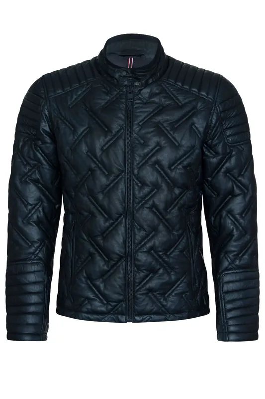 Leather Quilted Biker Jacket - Manaus