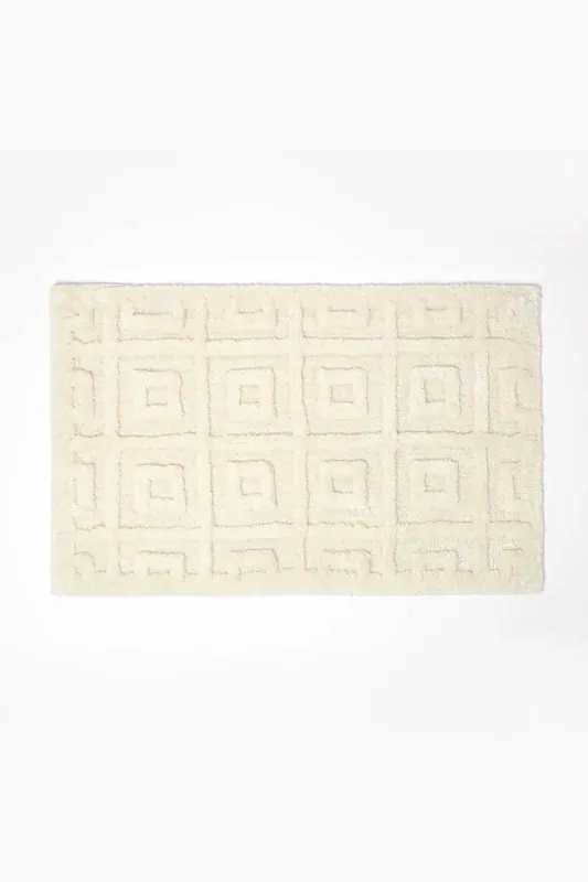 100% Cotton Tufted Tile Bath Mat - Homescapes