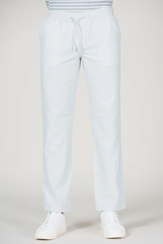 Cotton Linen Drawstring Straight Leg Trousers - Tokyo Laundry