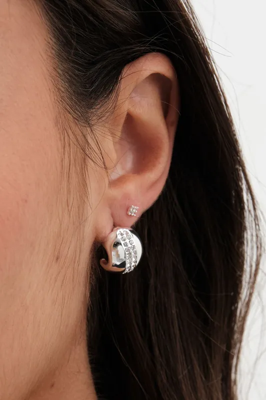 Jon Richard Gold Polished Crystal Dome Stud Earrings