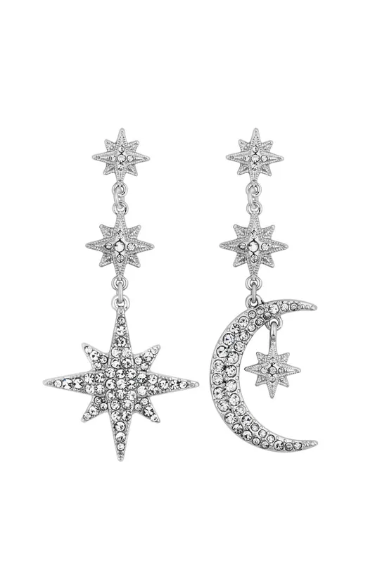 Silver Celestial Drop Earrings - Mood